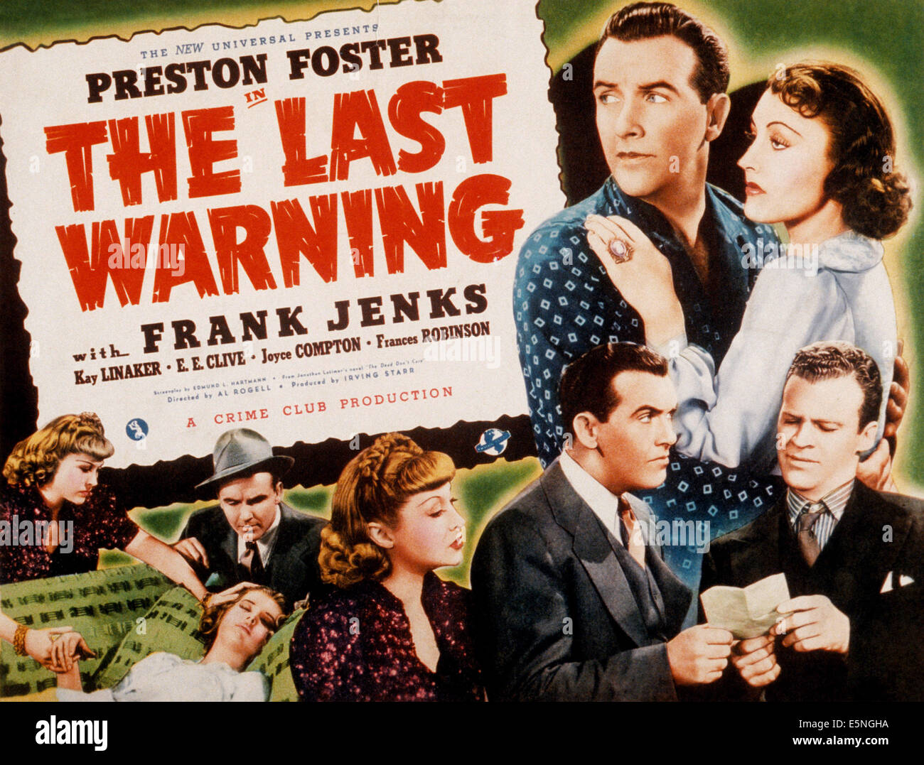 DIE letzte Warnung (ein Verbrechen Club Geheimnis), Preston Foster, Frank Jenks, Kay Linaker, Joyce Compton, 1938 Stockfoto