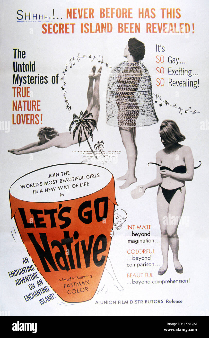 Let's GO NATIVE, (aka haben BIKINI WILL TRAVEL, auch bekannt als SONNE, MEER UND Mr.Big MENSCHEN), Plakat, 1964 Stockfoto