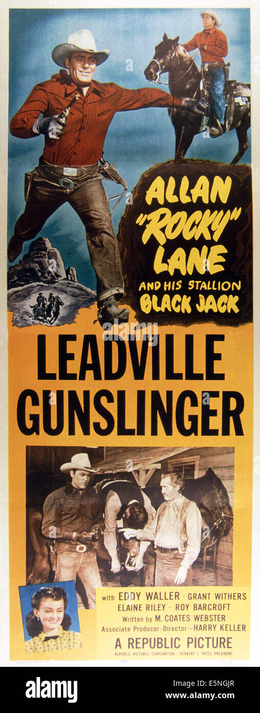 LEADVILLE REVOLVERHELD, US-Plakat, Allan Lane (oben), Eddy Waller (einfügen, rechts), 1952 Stockfoto