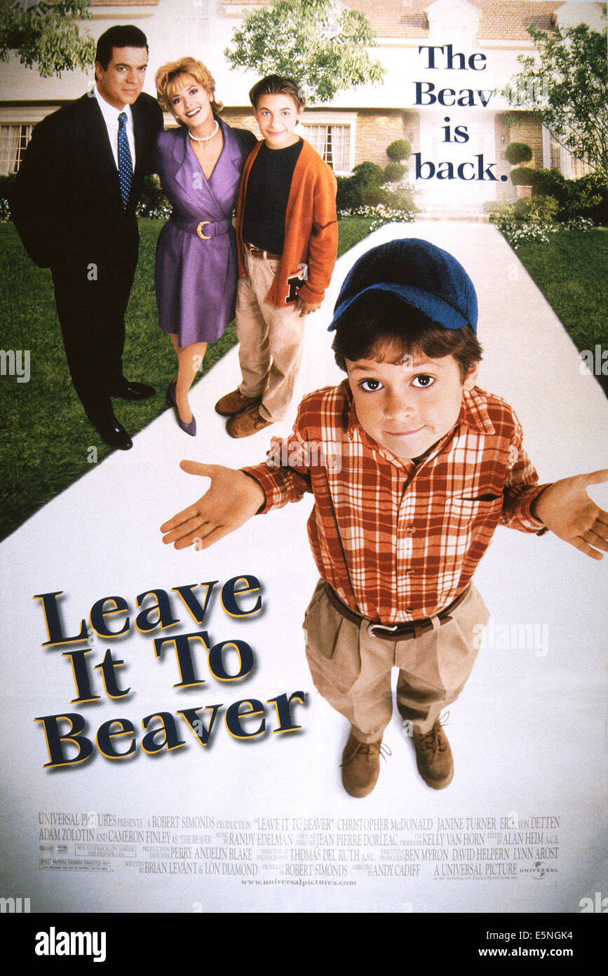 LEAVE IT TO BEAVER, US-Plakat, nach oben, von links: Christopher McDonald, Janine Turner, Erik von Detten; Mitte: Cameron Finley Stockfoto