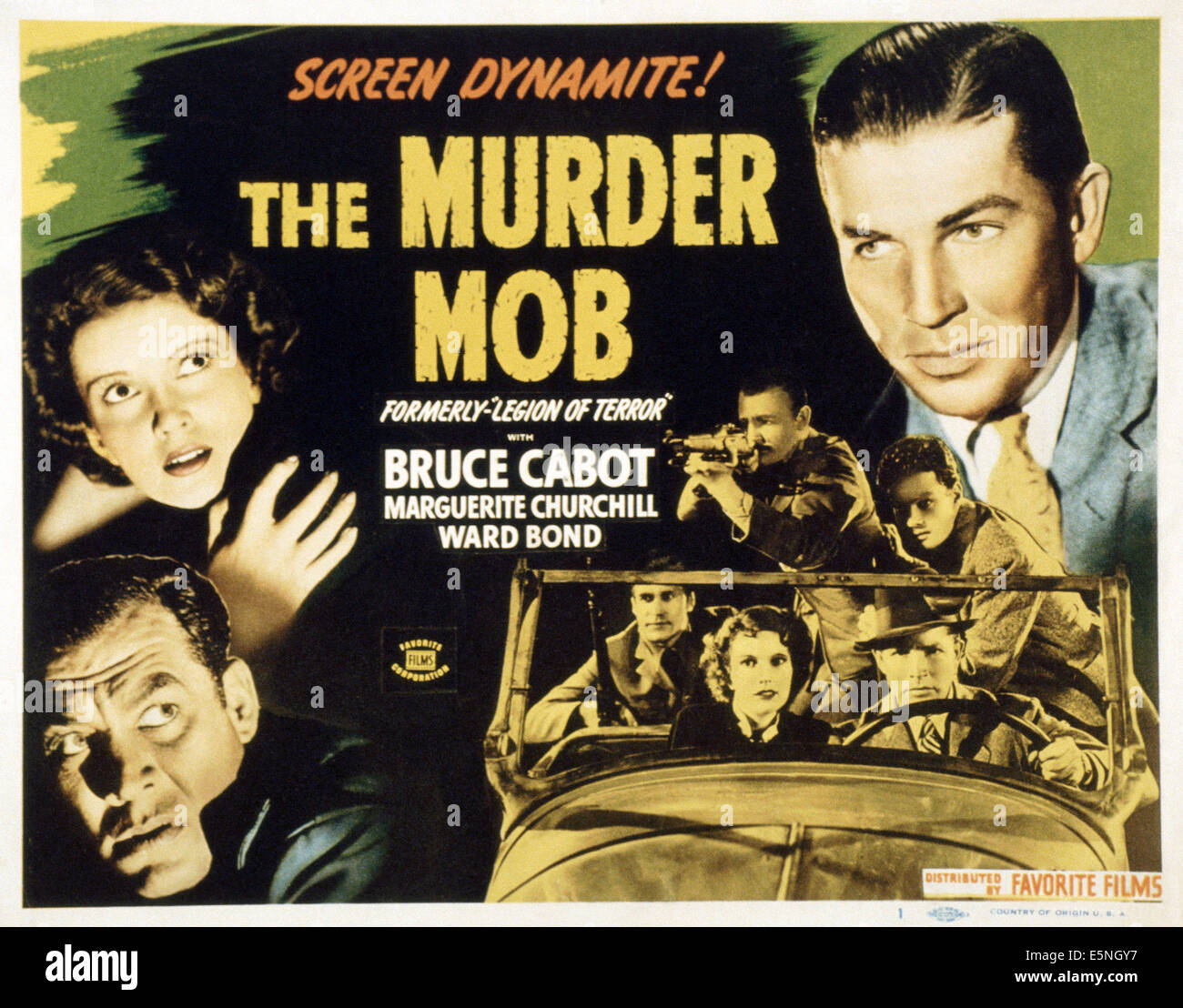 DER Mord MOB, (aka LEGION OF TERROR), US-Plakat von oben links: Marguerite Churchill, Ward Bond, Bruce Cabot (oben rechts), 1936 Stockfoto