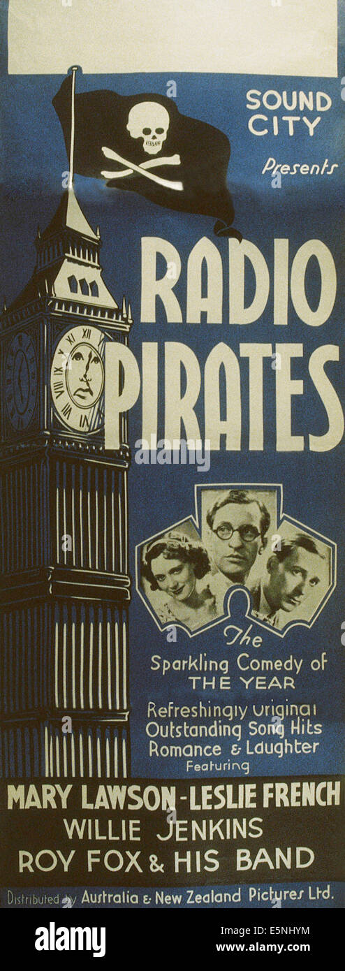 RADIO Piraten, australische Plakat, von links: Mary Lawson, Leslie French Warren Jenkins, 1935 Stockfoto