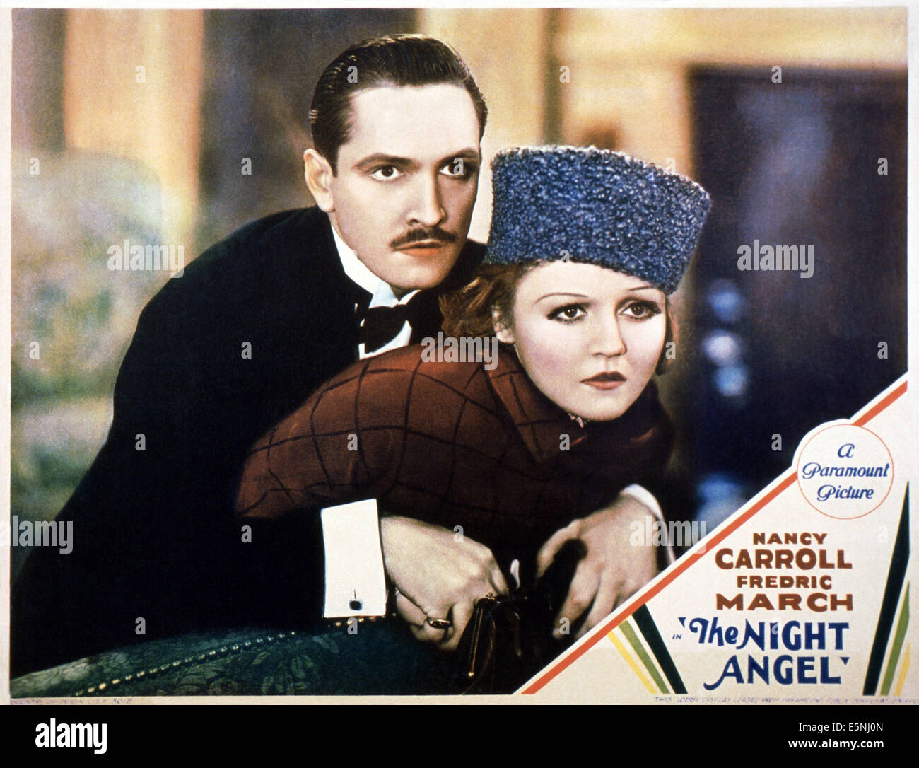 Nacht Engel, US-Lobbycard, von links: Fredric März, Nancy Carroll, 1931 Stockfoto