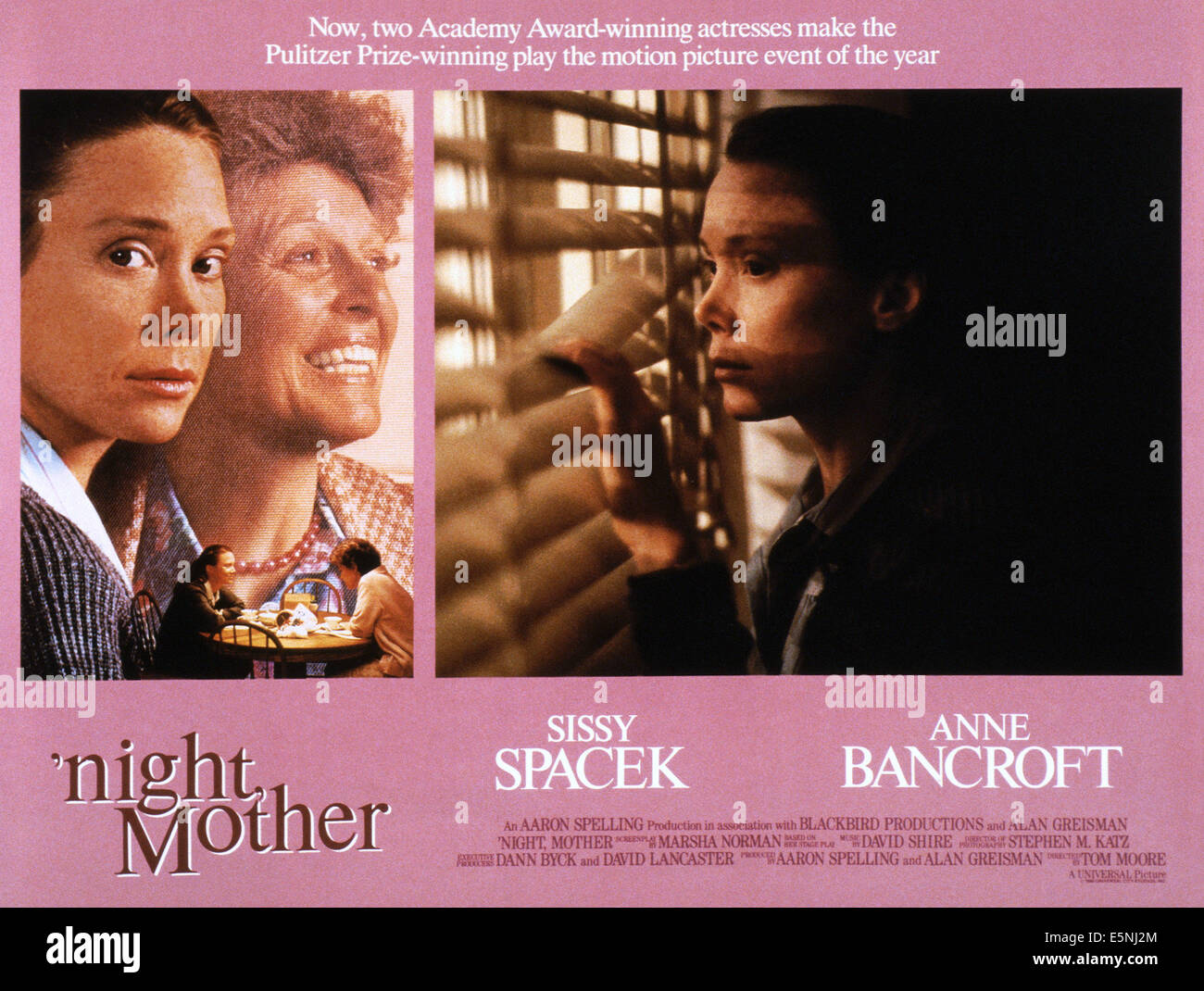 "Nacht Mutter, US Lobbycard, von links: Sissy Spacek, Anne Bancroft, 1986, © Universal/Courtesy Everett Collection Stockfoto
