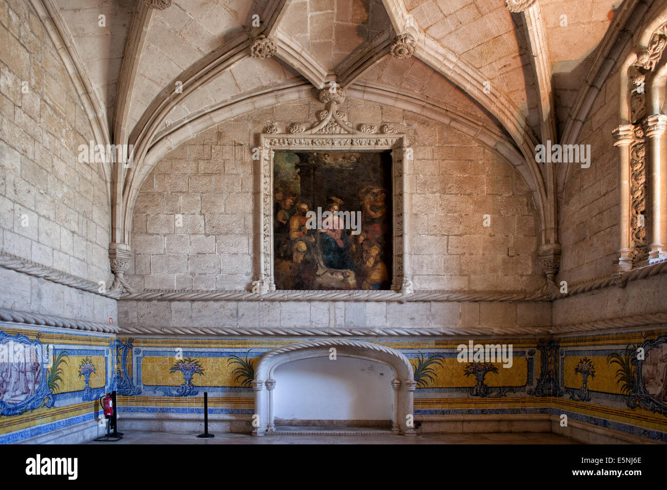 Innere des Hieronymus-Kloster (Mosteiro Dos Jeronimos) in Lissabon, Portugal. Stockfoto