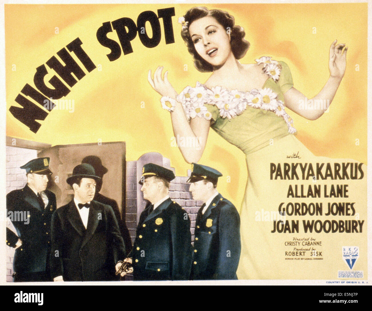 Nacht vor Ort, US-Plakat, Parkyakarkus (zweiter von links), Joan Woodbury (rechts), 1938 Stockfoto