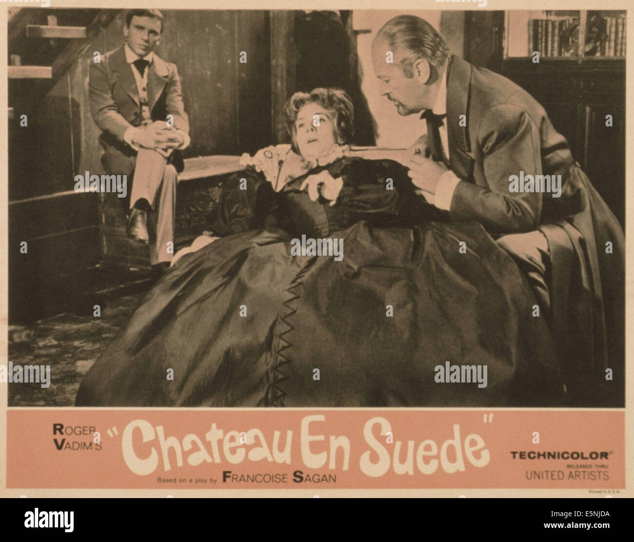 CHATEAU de SUEDE (aka NUTTY, freche CHATEAU), US-Lobbycard, von links: Jean-Louis Trintignant, Suzanne Flon, Curd Jürgens, Stockfoto CHATEAU de SUEDE (aka NUTTY, freche CHATEAU), US-Lobbycard, von links: Jean-Louis Trintignant, Suzanne Flon, Curd Jürgens, Stockfoto