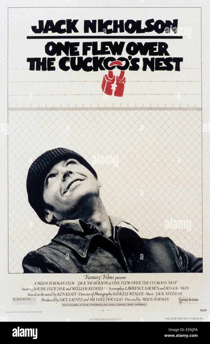 Einer Flog über Das Kuckucksnest Streamcloud EINER flog über das Kuckucksnest, Jack Nicholson, 1975 Stockfotografie