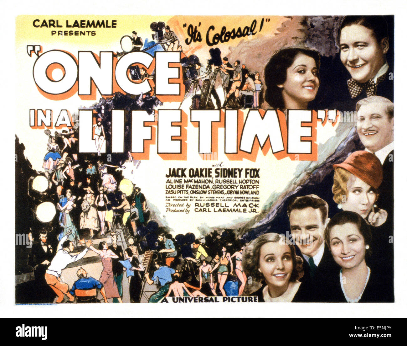 ONCE IN A LIFETIME US Lobbycard, im Uhrzeigersinn von oben rechts: Sidney Fox, Jack Oakie, Gregory Ratoff, Louise Fazenda, Aline Stockfoto