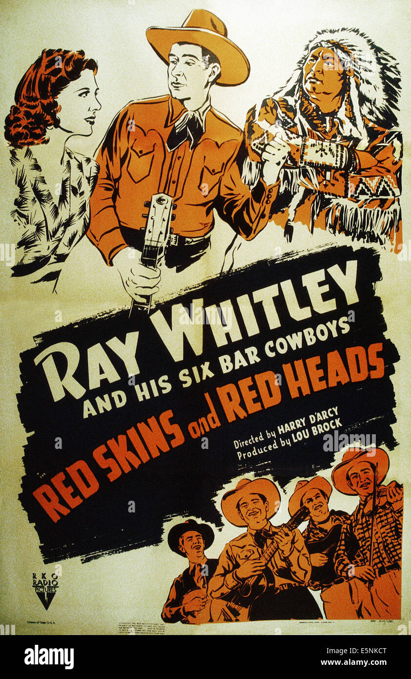 REDSKINS und ROTHAARIGEN, US-Plakat, oben von links: Virginia Vale, Ray Whitley, 1941 Stockfoto