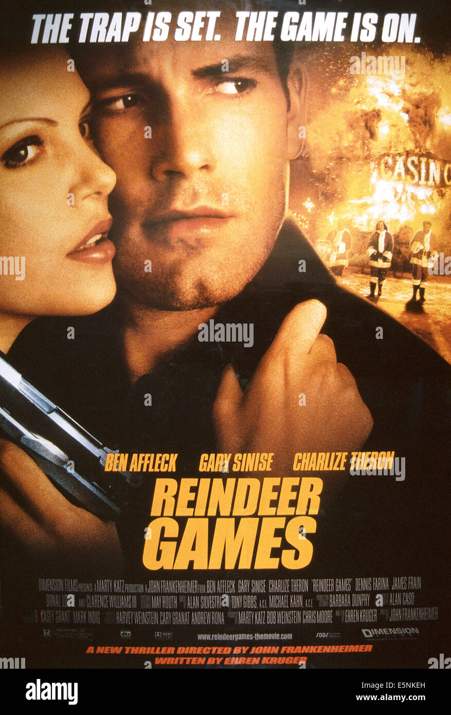 REINDEER GAMES, US-Plakat, von links: Charlize Theron, Ben Affleck, 2000, © Dimension Films/Courtesy Everett Collection Stockfoto