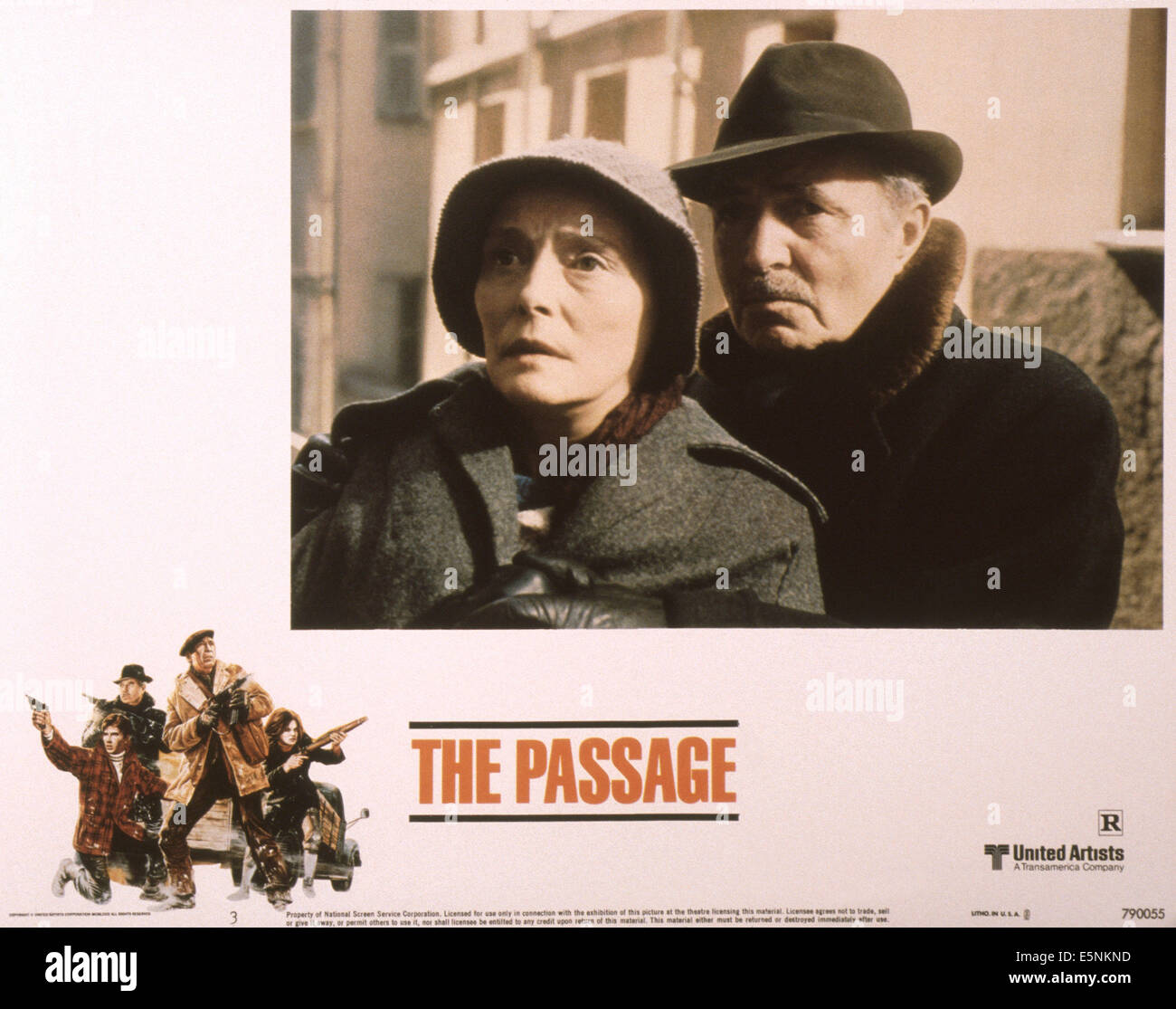 DIE PASSAGE, US Lobbycard, oben von links: Patricia Neal, James Mason, Anthony Quinn (unten Mitte), 1979, © United Stockfoto