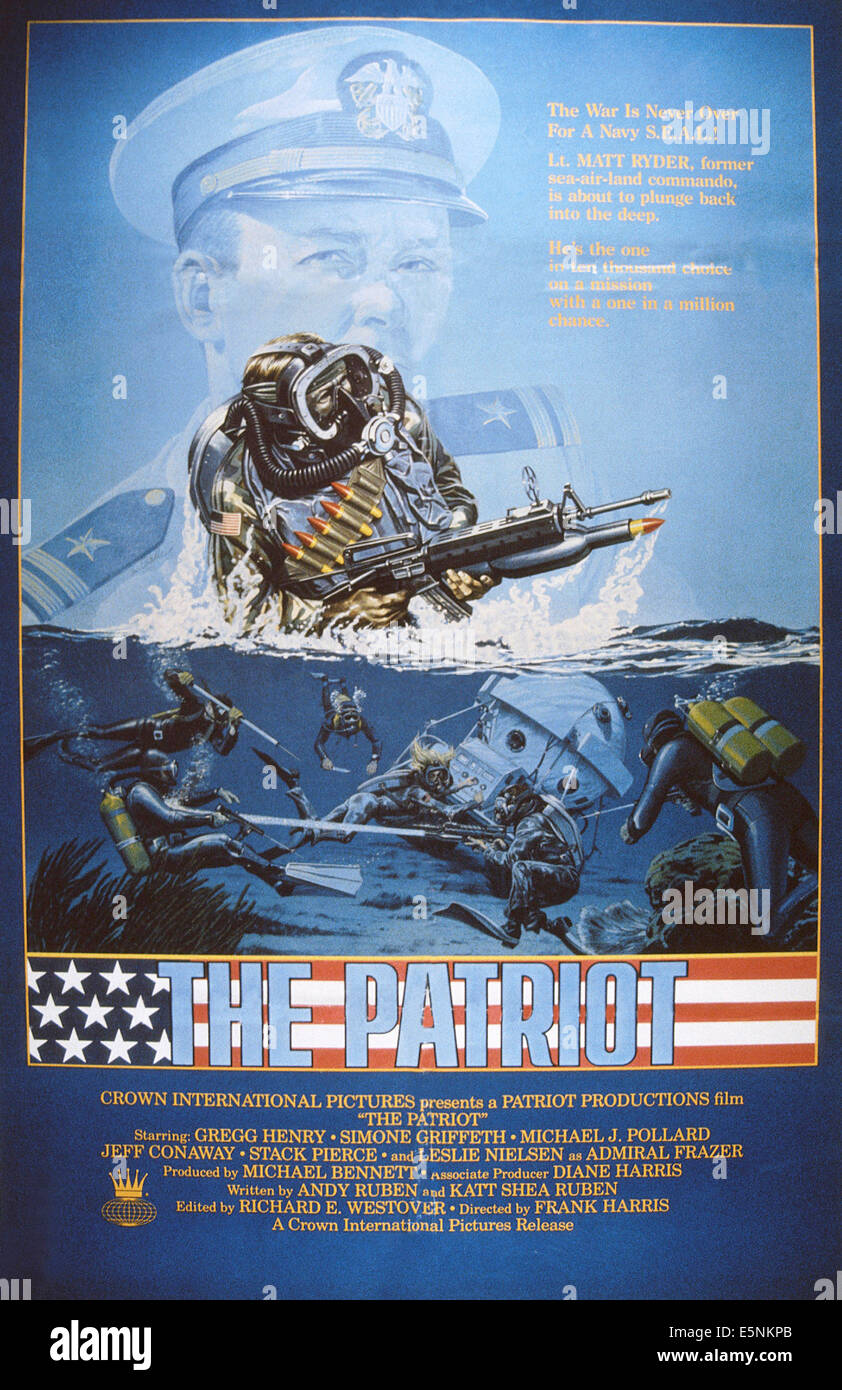 DER PATRIOT, US-Plakat, Gregg Henry (hinten), 1986, © Crown International/Courtesy Everett Collection Stockfoto