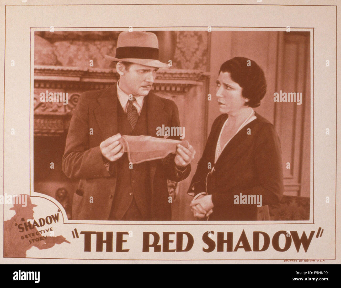 DER rote Schatten, US Lobbycard, Walter McGrail (links), 1932 Stockfoto