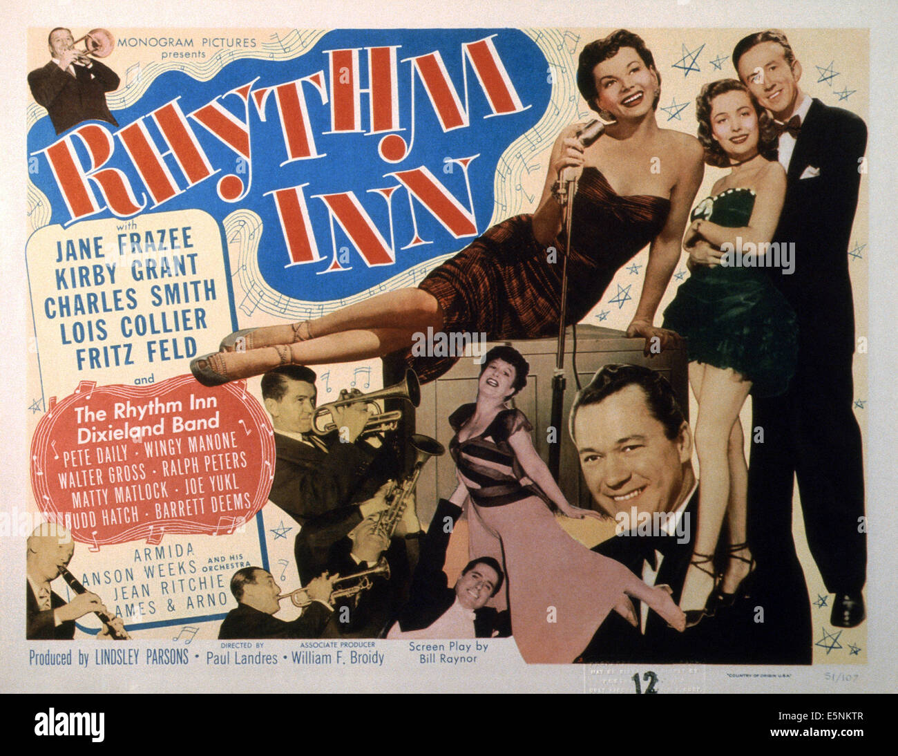 Rhythmus-INN, US Lobbycard, Kirby Grant (unten rechts);  Top Center: Jane Frazee, Lois Collier, Charles Smith, 1951 Stockfoto