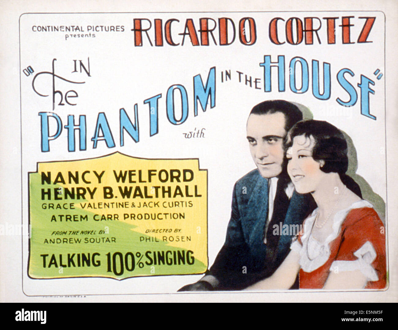 Das PHANTOM im Haus, Ricardo Cortez, Nancy Welford, 1929 Stockfoto