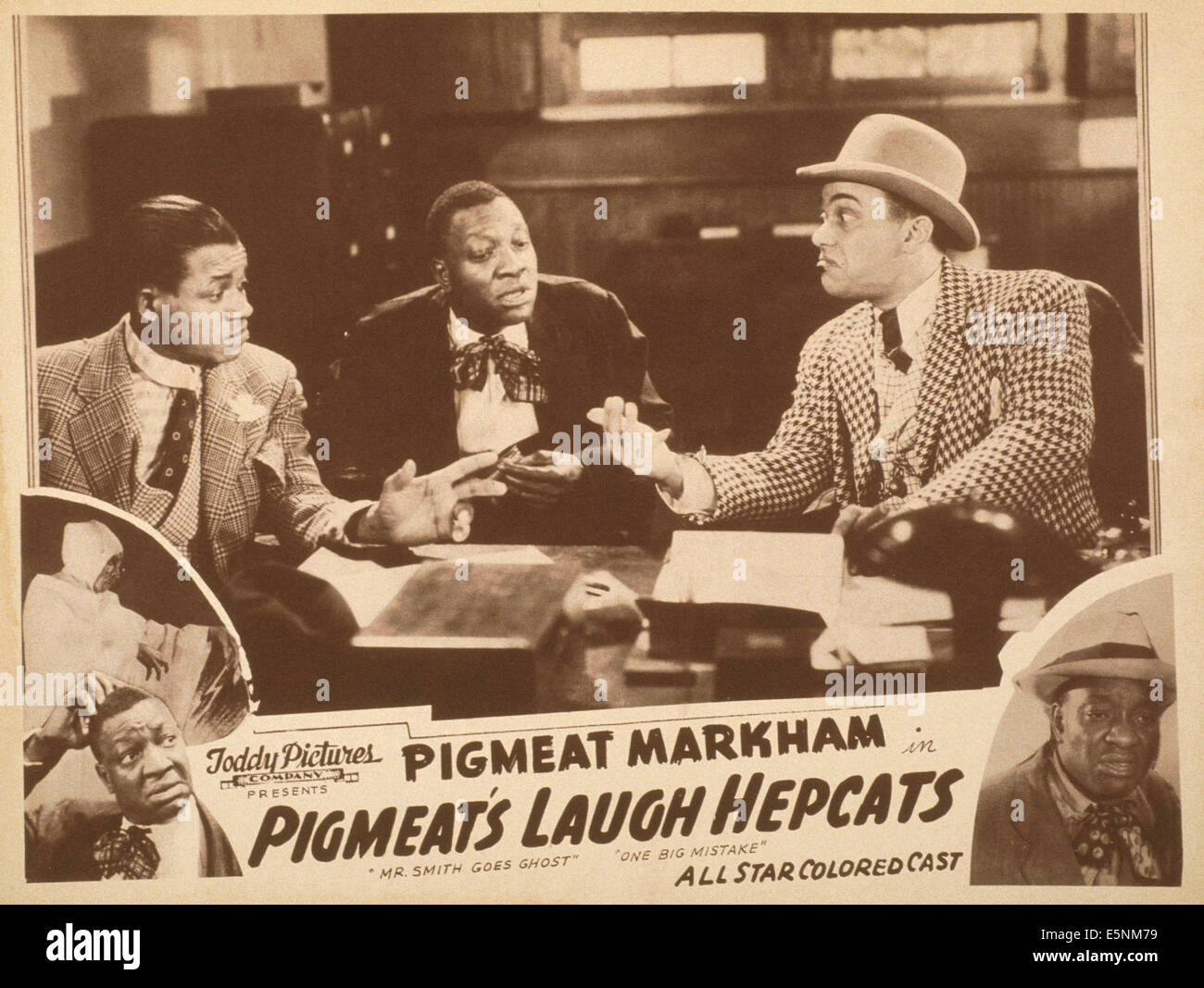 Schweinefleisch Lachen HEPCATS, US Lobbycard, Pigmeat Markham (oben in der Mitte, unten links und rechts), 1947 Stockfoto