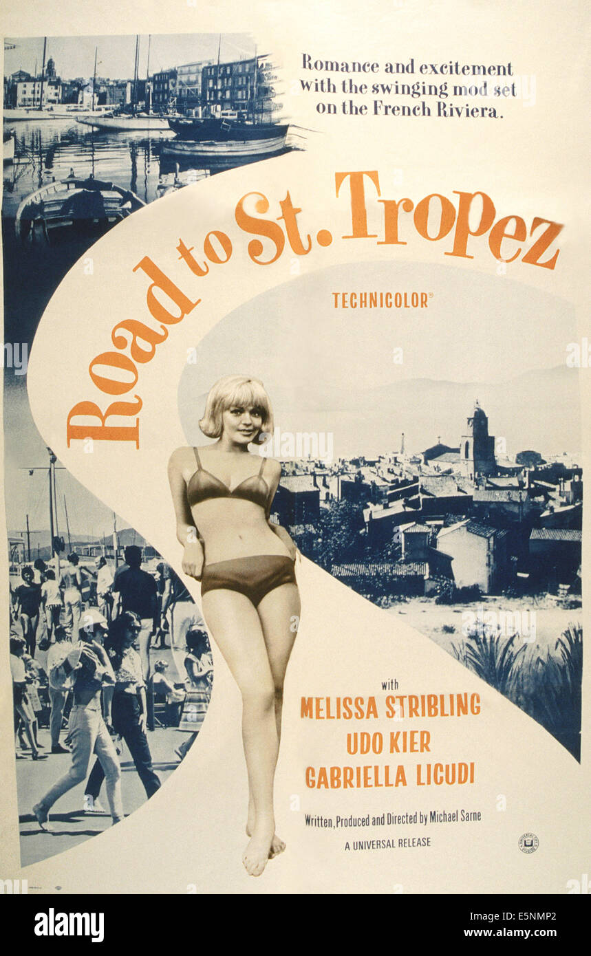 Straße, SAINT TROPEZ, US-Plakat, Gabriella Licudi, 1966 Stockfoto