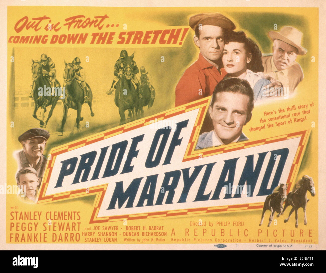 DER PRIDE OF MARYLAND, US-Plakat, oben von links: Frankie Darro, Peggy Stewart, Harry Shannon, Stanley Clements (vorne), links Stockfoto