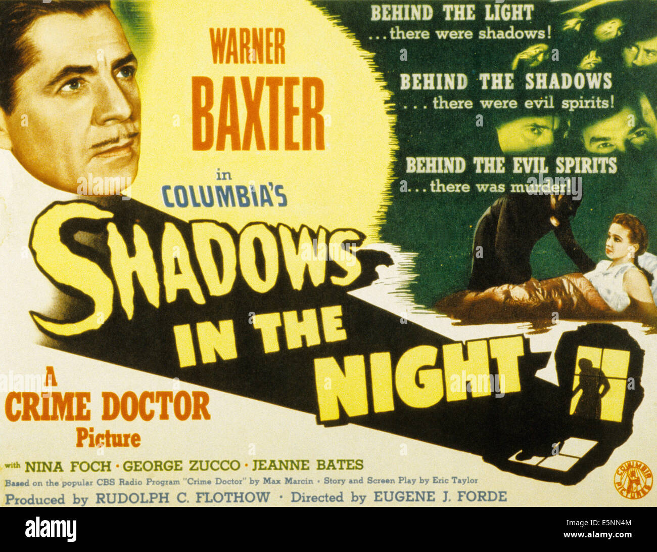 Schatten IN der Nacht, Warner Baxter, (wie die Kriminalität-Arzt), 1944 Stockfoto