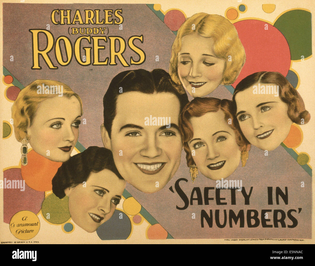 Sicherheit IN zahlen, US-Plakat, von links: Carole Lombard, Kathryn Crawford, Charles "Buddy" Rogers, Virginia Bruce (oben), Stockfoto