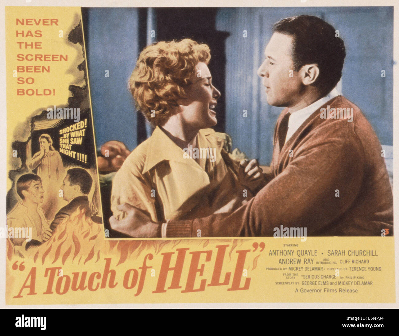 SCHWERER Vorwurf, (aka A TOUCH OF HELL), US-Plakat, Mitte von links: Sarah Churchill, Anthony Quayle, 1959 Stockfoto