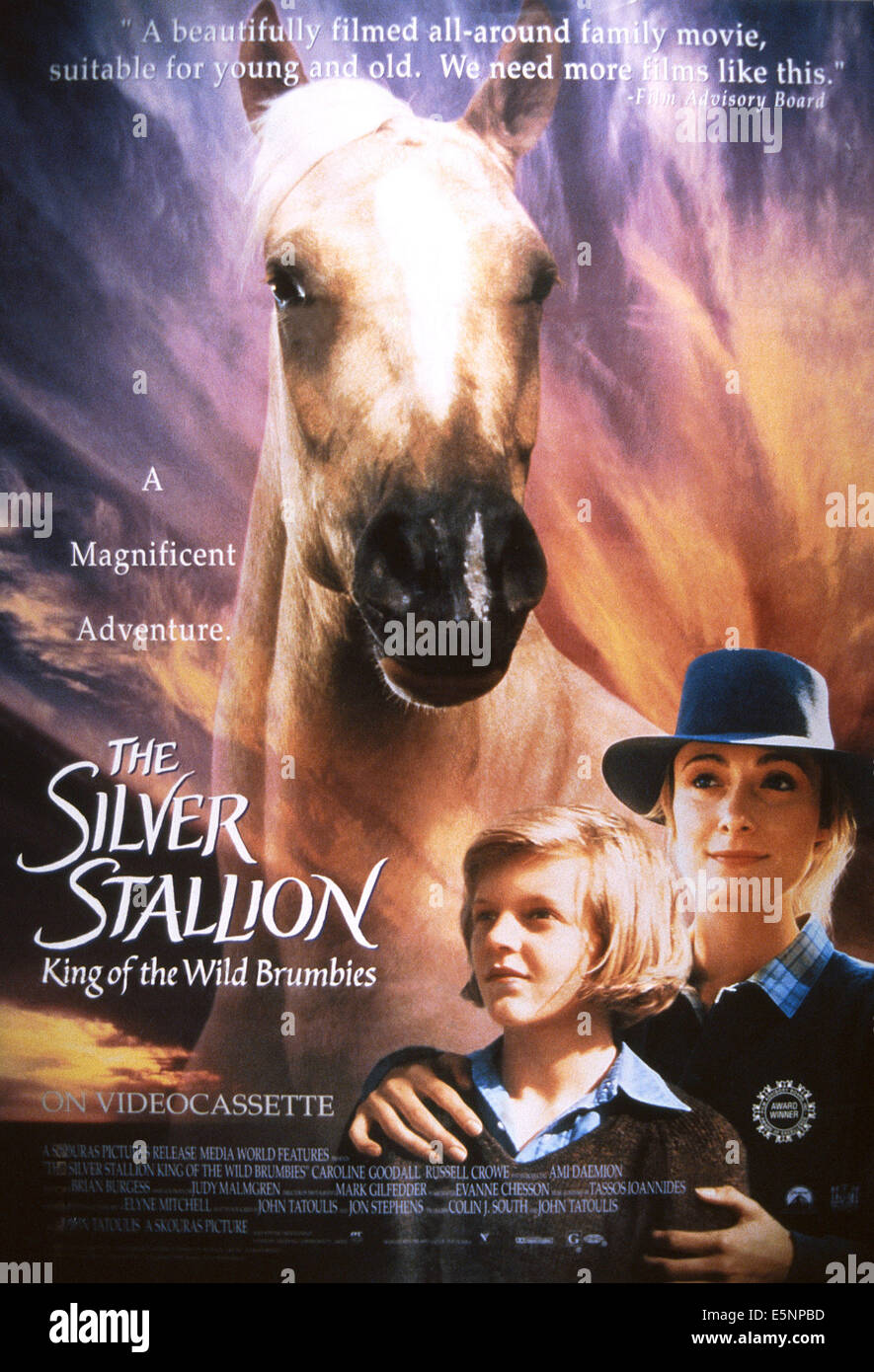 DER Silber-Hengst, (aka THE SILVER BRUMBY), US-Plakat, von links: Amel Daemion, Caroline Goodall, 1993, © Skouras Stockfoto