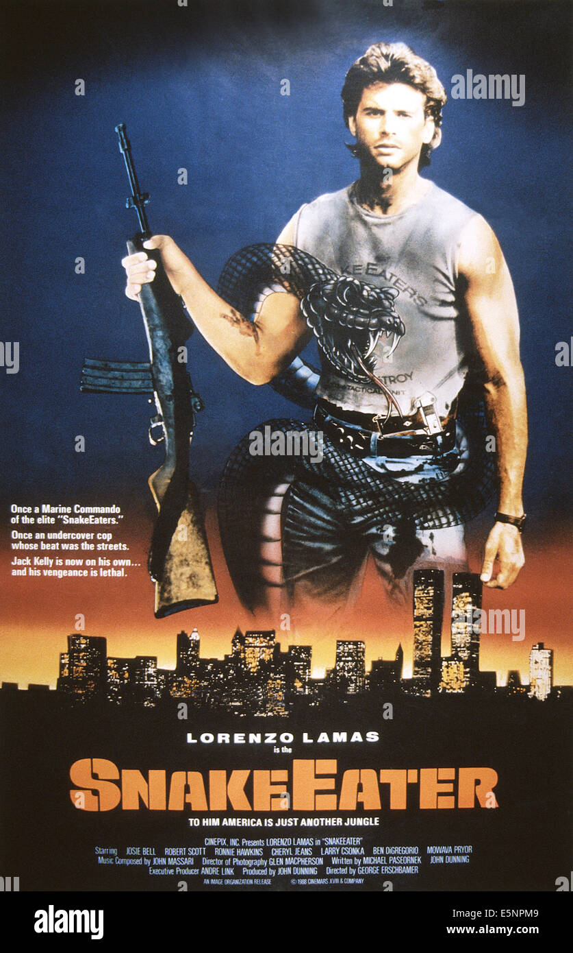 SNAKE EATER, US Plakatkunst, Lorenzo Lamas, 1989. © Moviestore Unterhaltung/Courtesy Everett Collection Stockfoto