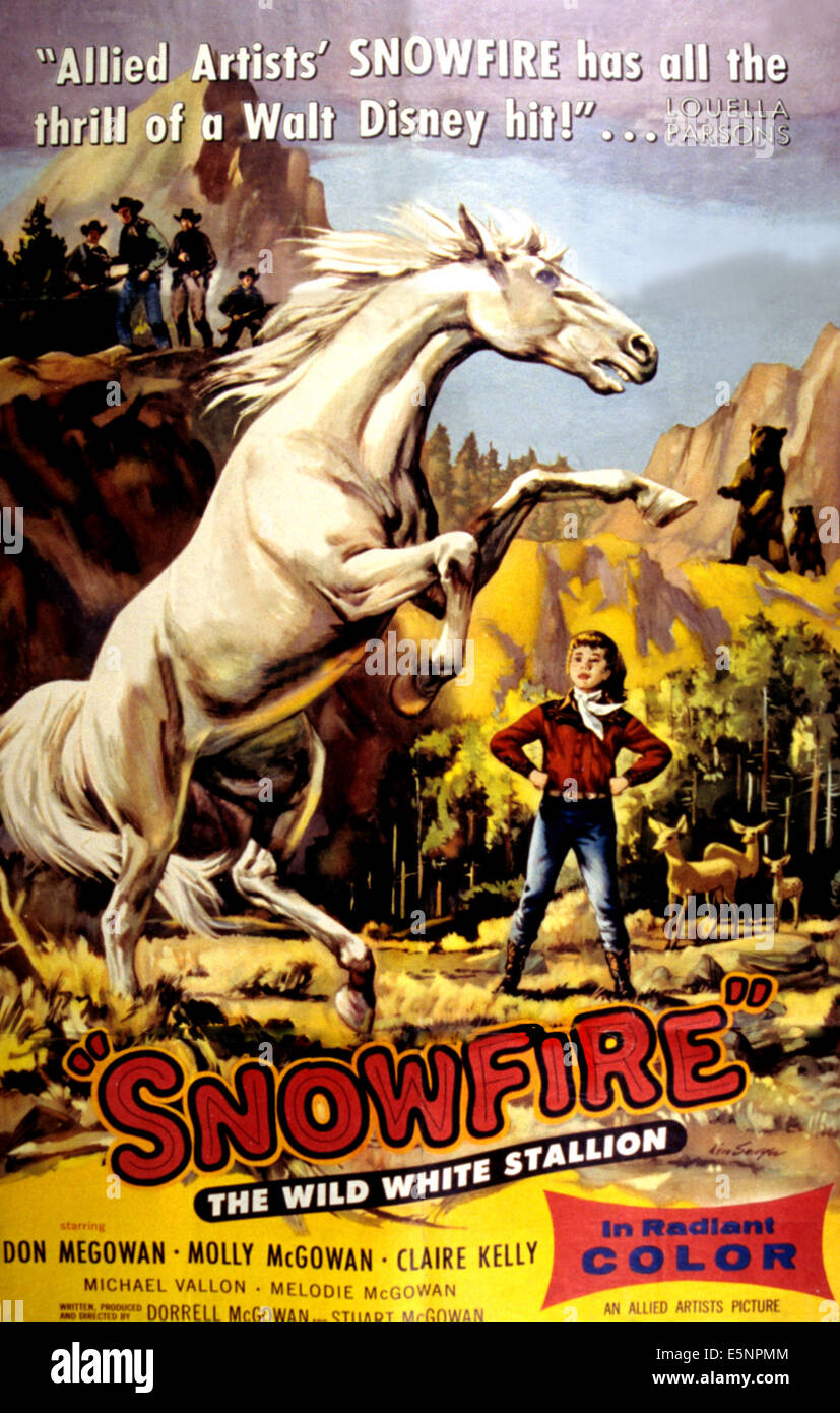 SNOWFIRE, Plakatkunst, 1958. Stockfoto
