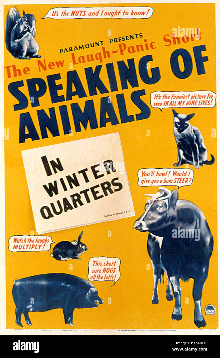 APROPOS TIERE: IM WINTERQUARTIER, 1942 Stockfoto