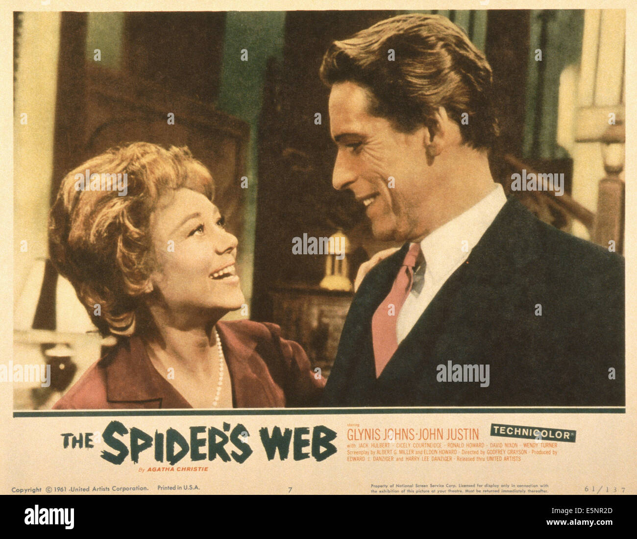 DER SPIDER WEB, US Lobbycard, von links: Glynis Johns, John Justin, 1960 Stockfoto