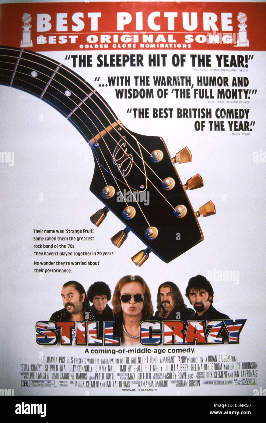 Immer noch verrückt, US-Plakat, von links: Stephen Rea, Bill Nighy, Billy Connolly, Timothy Spall, Jimmy Nail, 1998, © Stockfoto