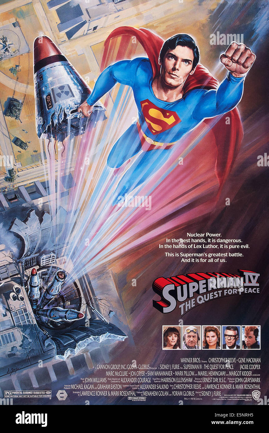 SUPERMAN IV: Die QUEST FOR PEACE, USA Plakatkunst, Christopher Reeve, 1987. © Warner Bros. / Courtesy: Everett Collection. Stockfoto