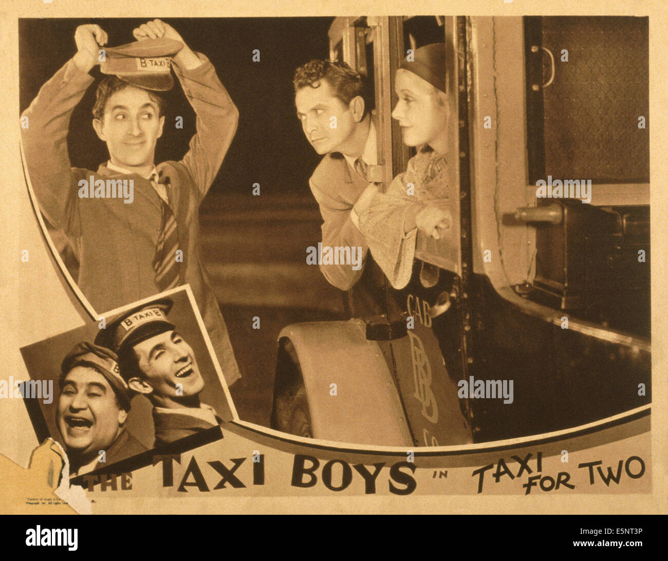 TAXI für zwei, US Lobbycard, oben von links: Ben Blue, Roger Moore, Dorothy Layton, unten von links: Billy Gilbert, Ben Blue Stockfoto
