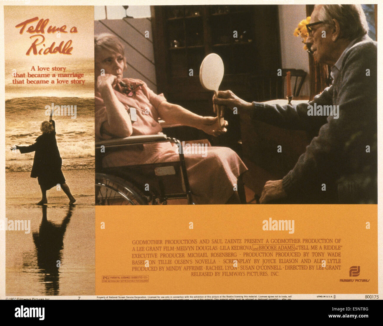 SAGEN Sie mir A RIDDLE, US Lobbycard, von links: Lila Kedrova, Melvyn Douglas, 1980, © Filmways/Courtesy Everett Collection Stockfoto