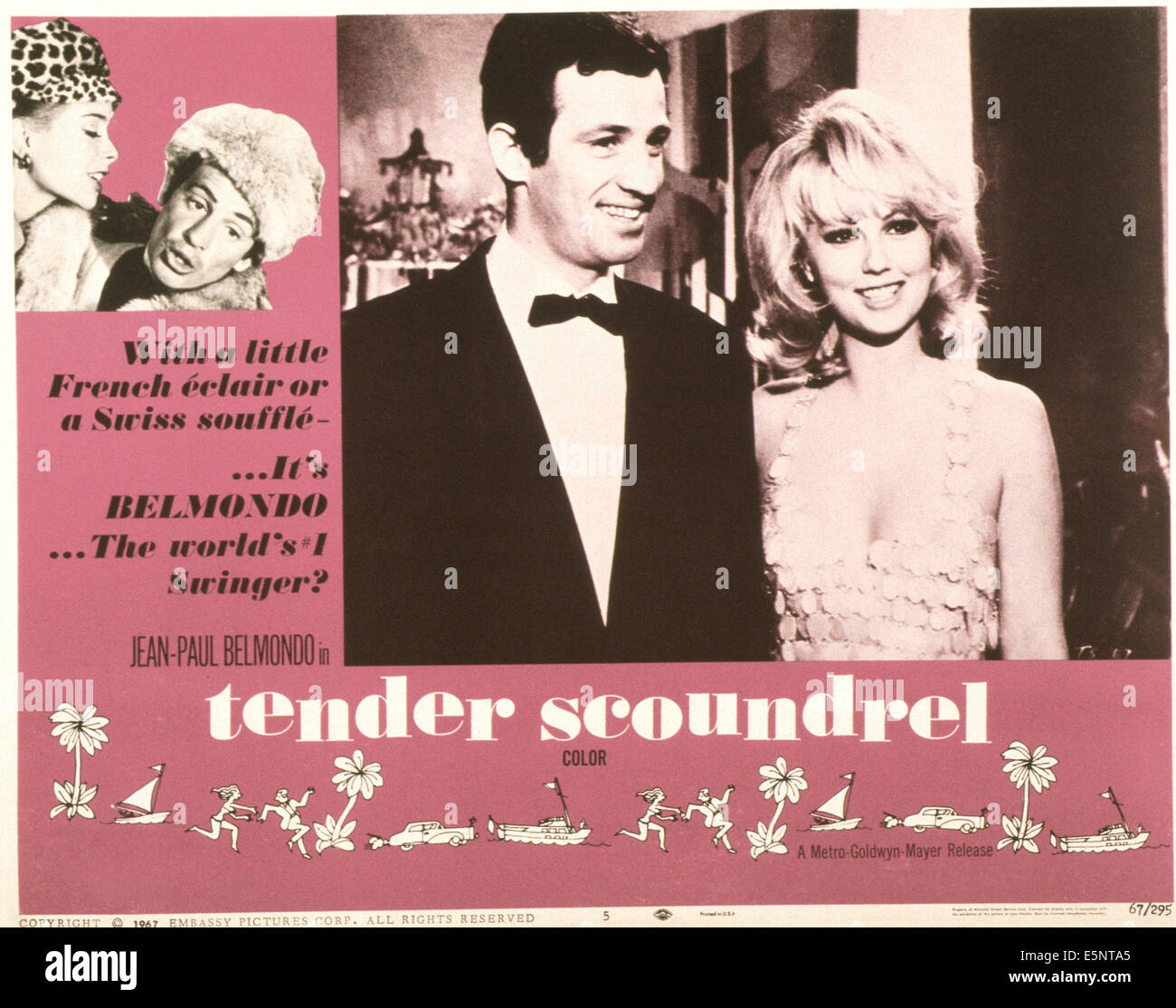 ZARTE Schuft, (aka TENDRE VOYOU), US-Lobbycard, von links: Geneviève Page, Jean-Paul Belmondo (zweimal), Nadja Tiller, 1966 Stockfoto