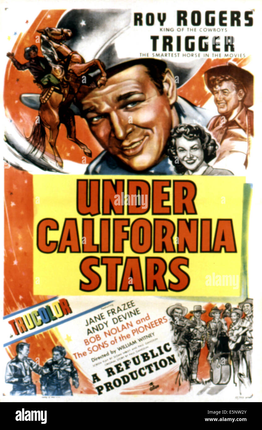 UNTER CALIFORNIA STARS, Roy Rogers, Trigger Jane Frazee, Andy Devine, 1948 Stockfoto