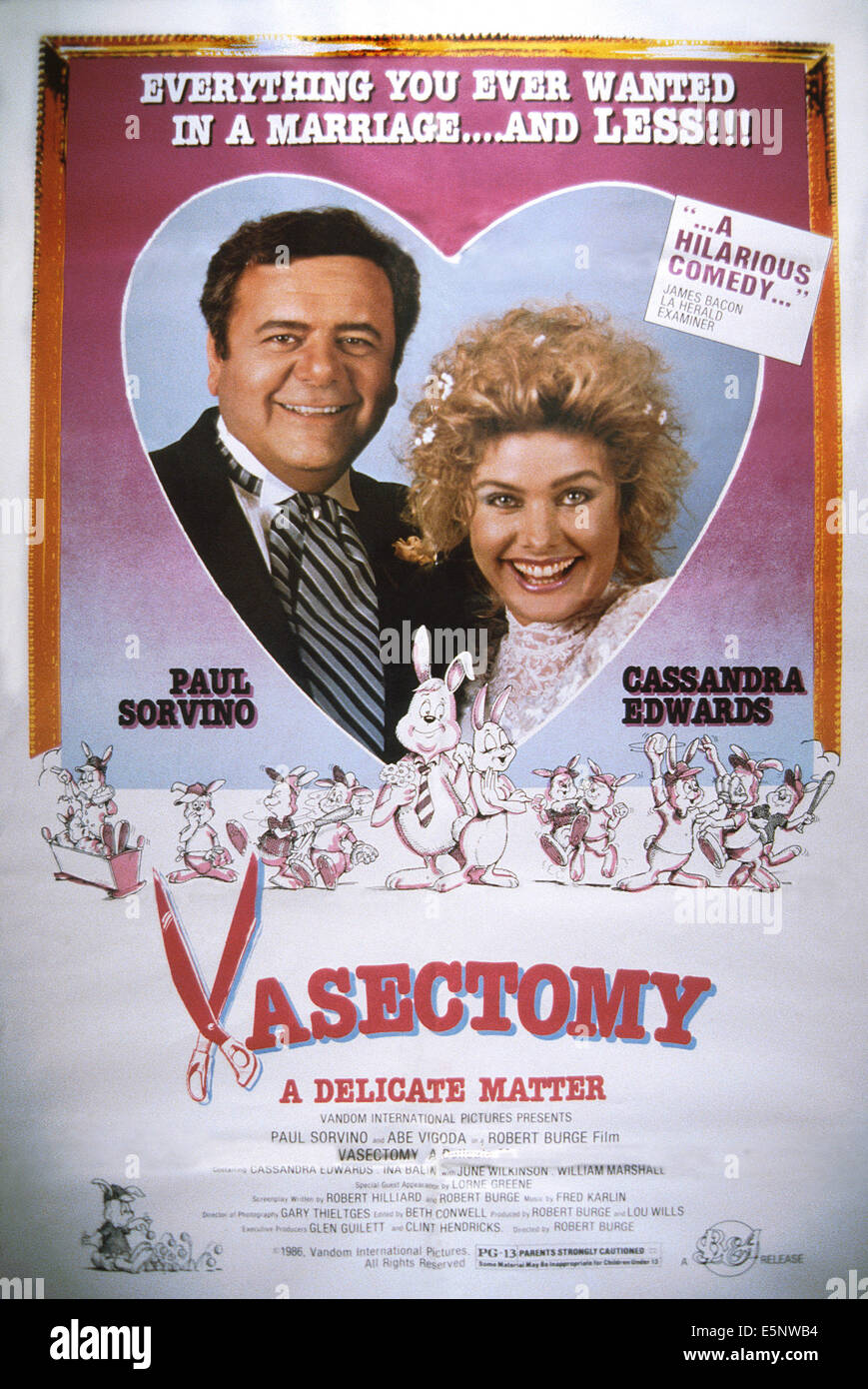 Vasektomie: Eine heikle Angelegenheit, US Plakatkunst, von links: Paul Sorvino, Cassandra Edwards, 1986. © Seymour Borde & Stockfoto