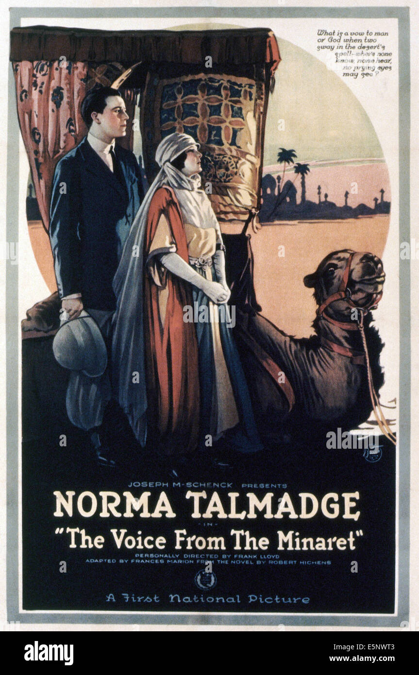 DIE Stimme von THE Minarett, US-Plakat, von links: Eugene O'Brien, Norma Talmadge, 1923 Stockfoto