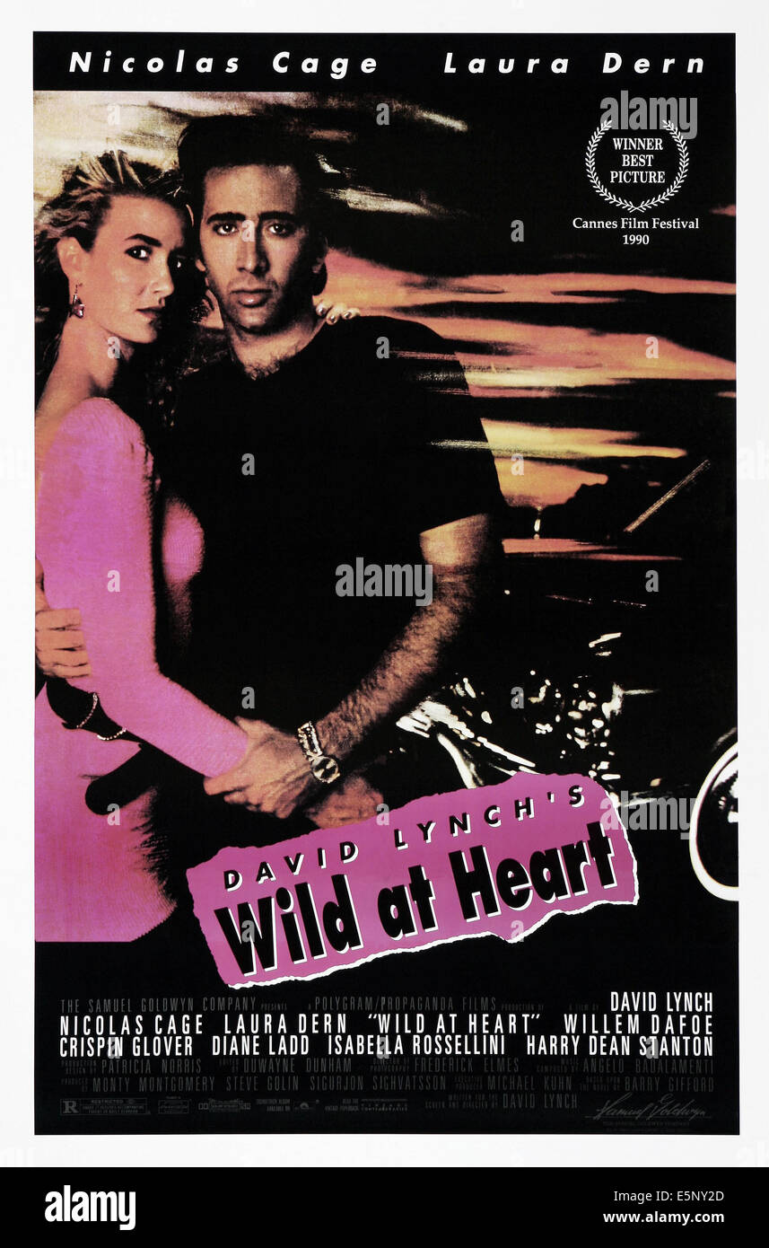 WILD AT HEART, US-Plakat, Nicolas Cage, Laura Dern, 1990. © Samuel Goldwyn Company/Courtesy Everett Collection Stockfoto