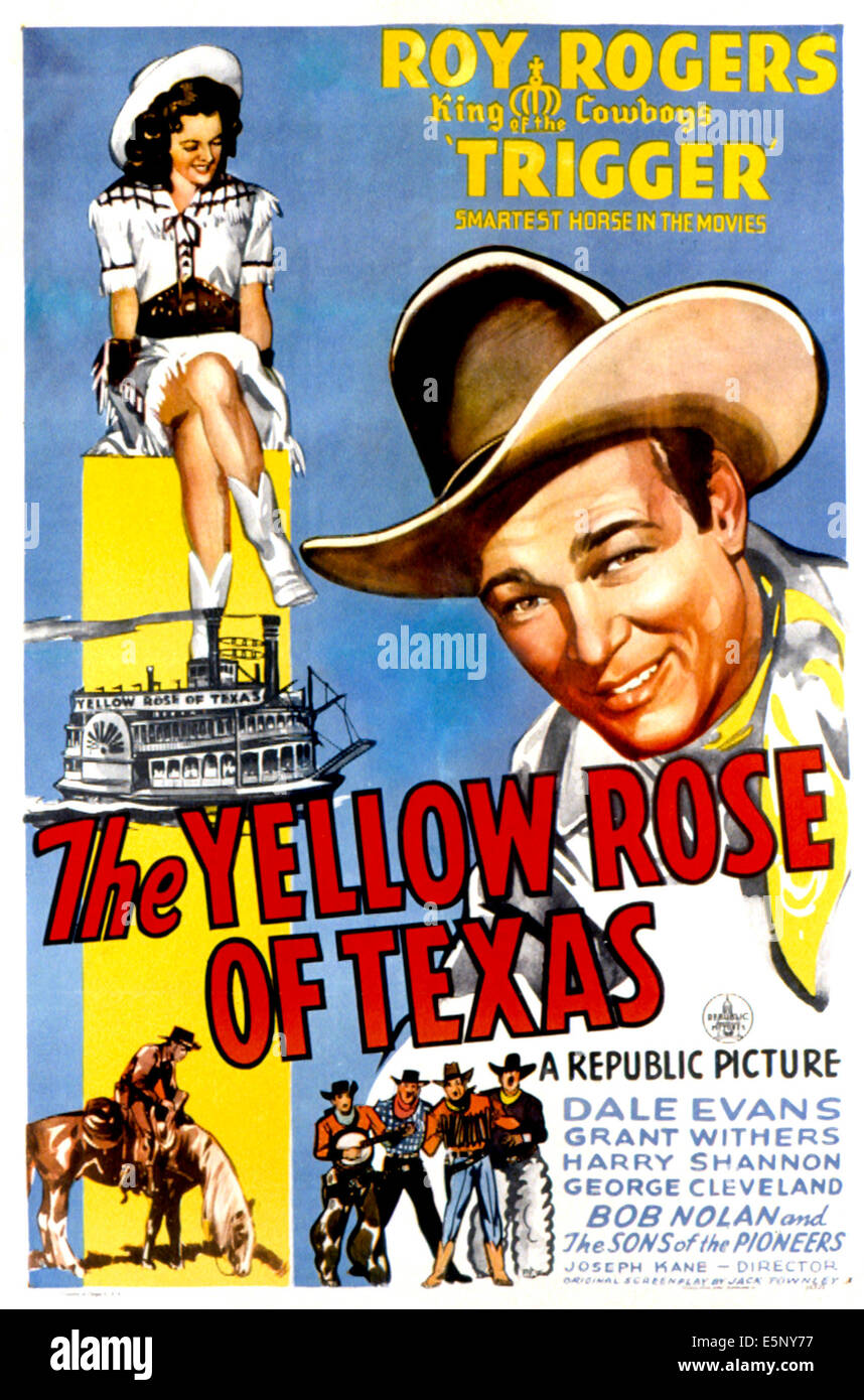 YELLOW ROSE OF TEXAS, Dale Evans, Roy Rogers, Auslösen des Pferdes, 1944 Stockfoto