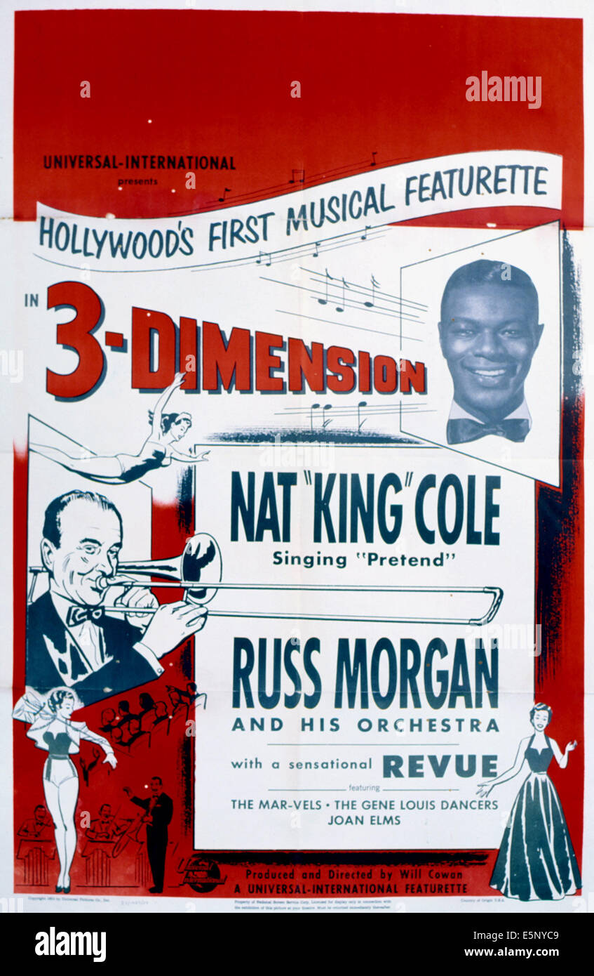 NAT 'KING' COLE, vorgestellt in einem Poster für "3-Dimension", 1953 Stockfoto
