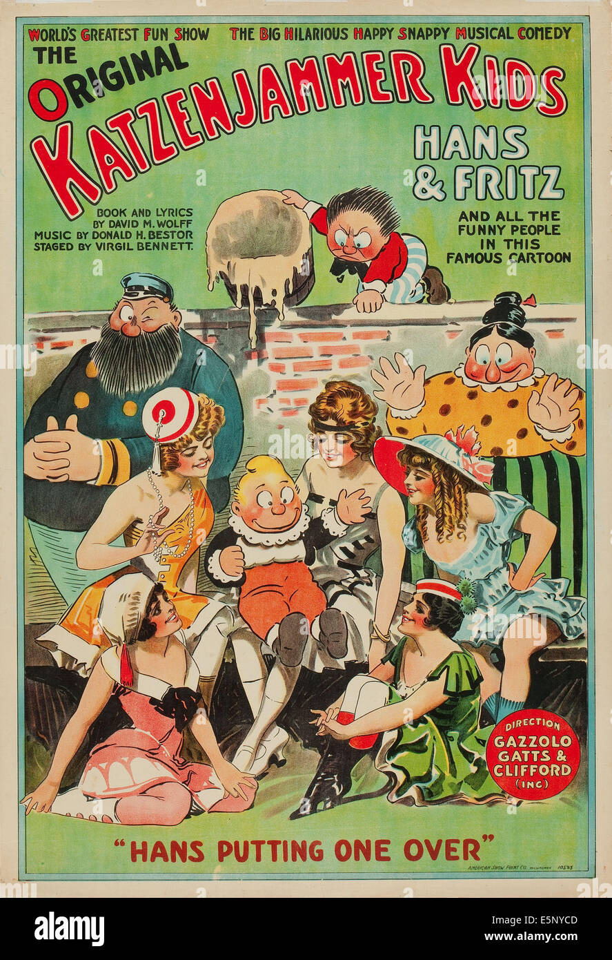 DIE KATZENJAMMER KIDS, im Uhrzeigersinn von links: The Captain, Fritz Katzenjammer, Frau Katzenjammer, Hans Katzenjammer am 1918 Stockfoto