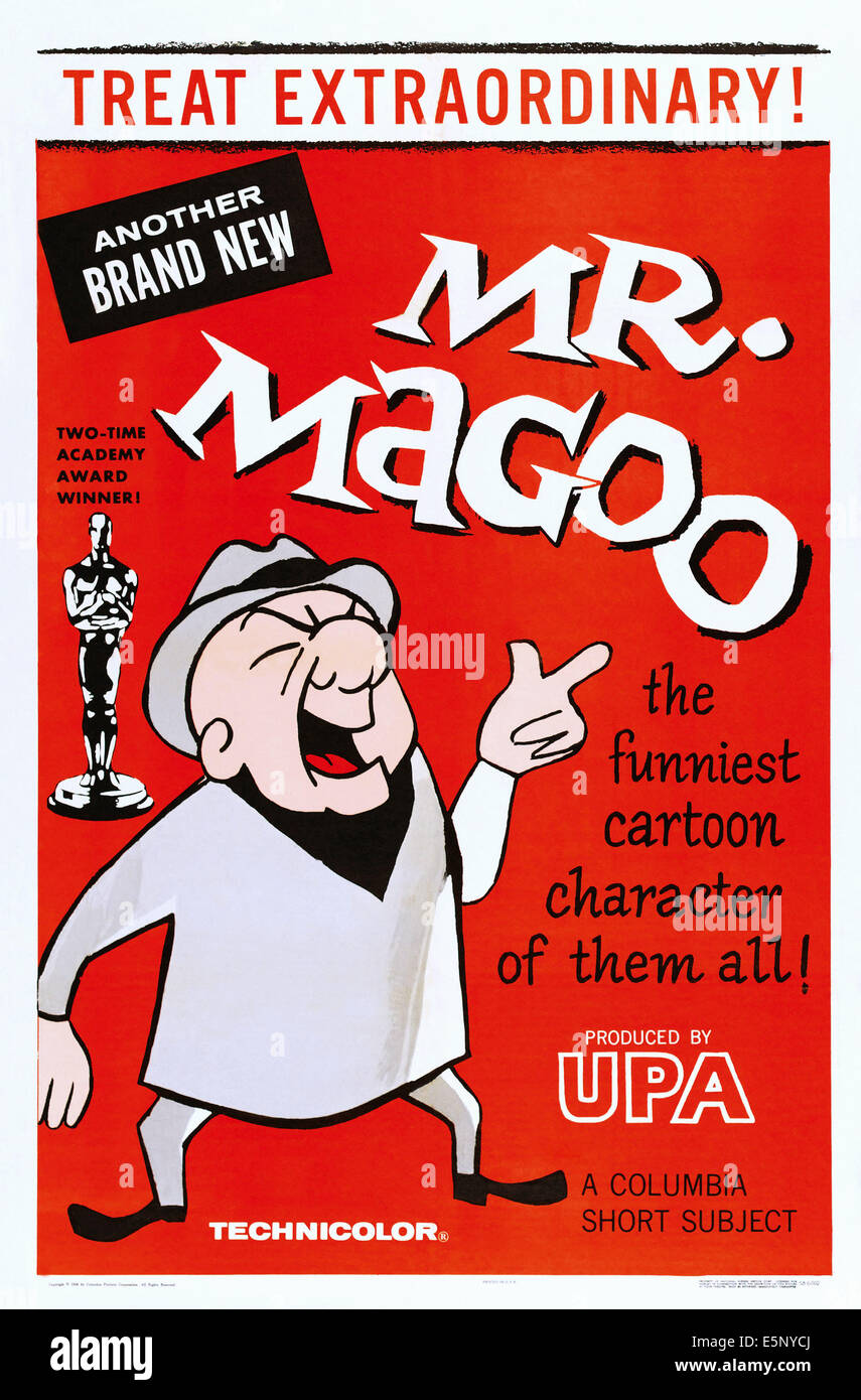 Mr. MAGOO, 1958 Columbia Studios Lager Plakat Stockfoto