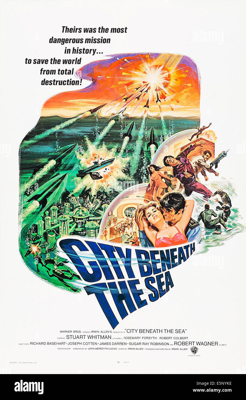 CITY BENEATH THE SEA, l-r: Rosemary Forsyth, Stuart Whitman auf Plakatkunst, 1971. Stockfoto