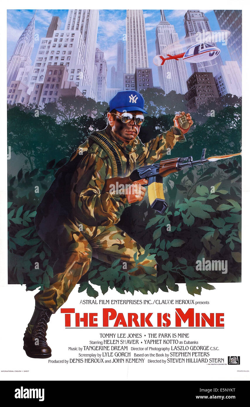 DER PARK IS MINE, USPlakat, Tommy Lee Jones, 1986, TM & Copyright