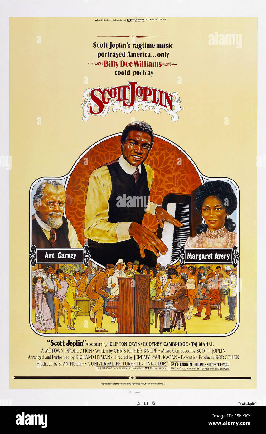 SCOTT JOPLIN, uns Plakatkunst, l-r: Art Carney, Billy Dee Williams, Margaret Avery, 1977. Stockfoto