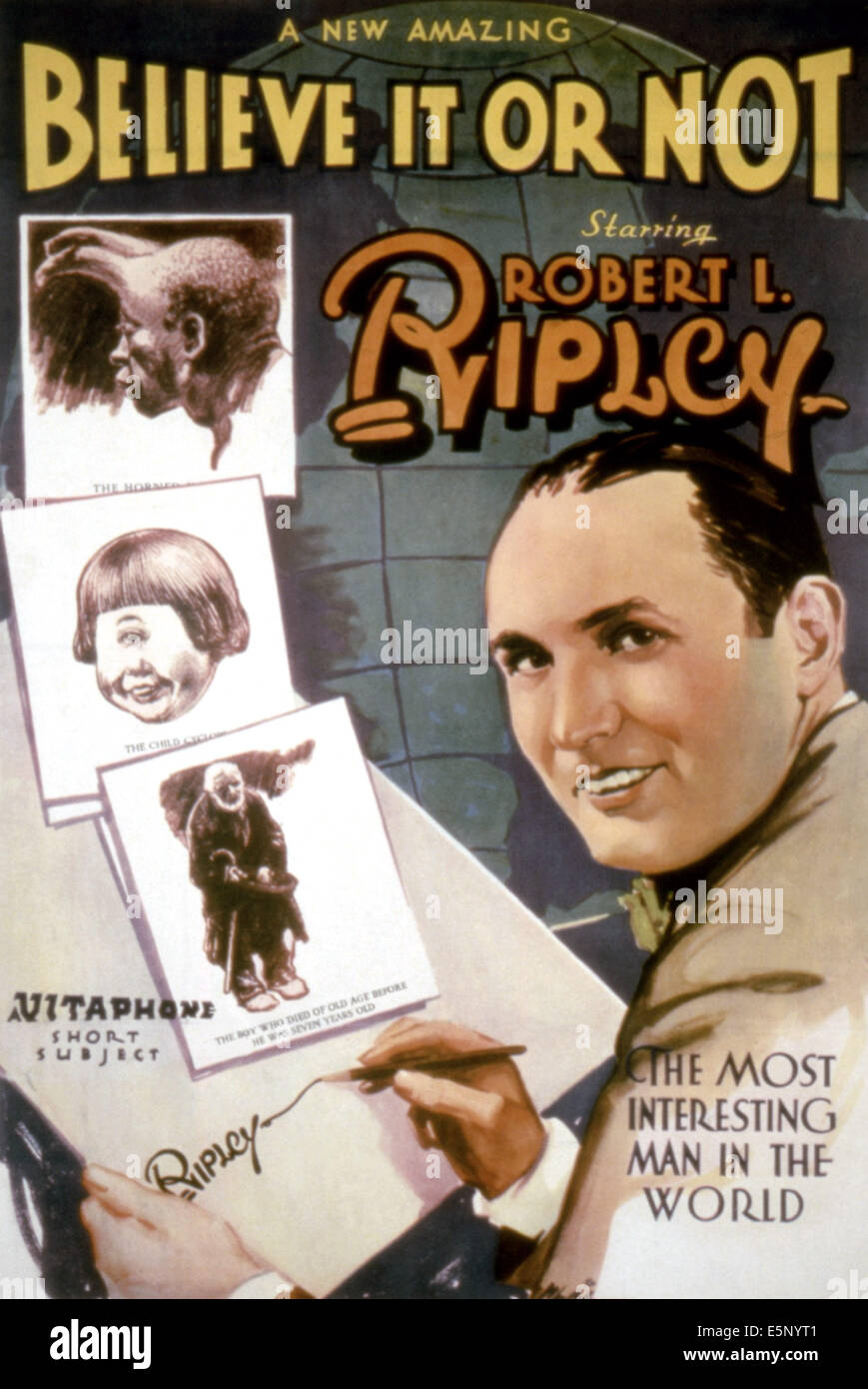 Ob Sie es glauben oder nicht, Robert L. Ripley, 1949-1950. Plakatkunst Stockfoto