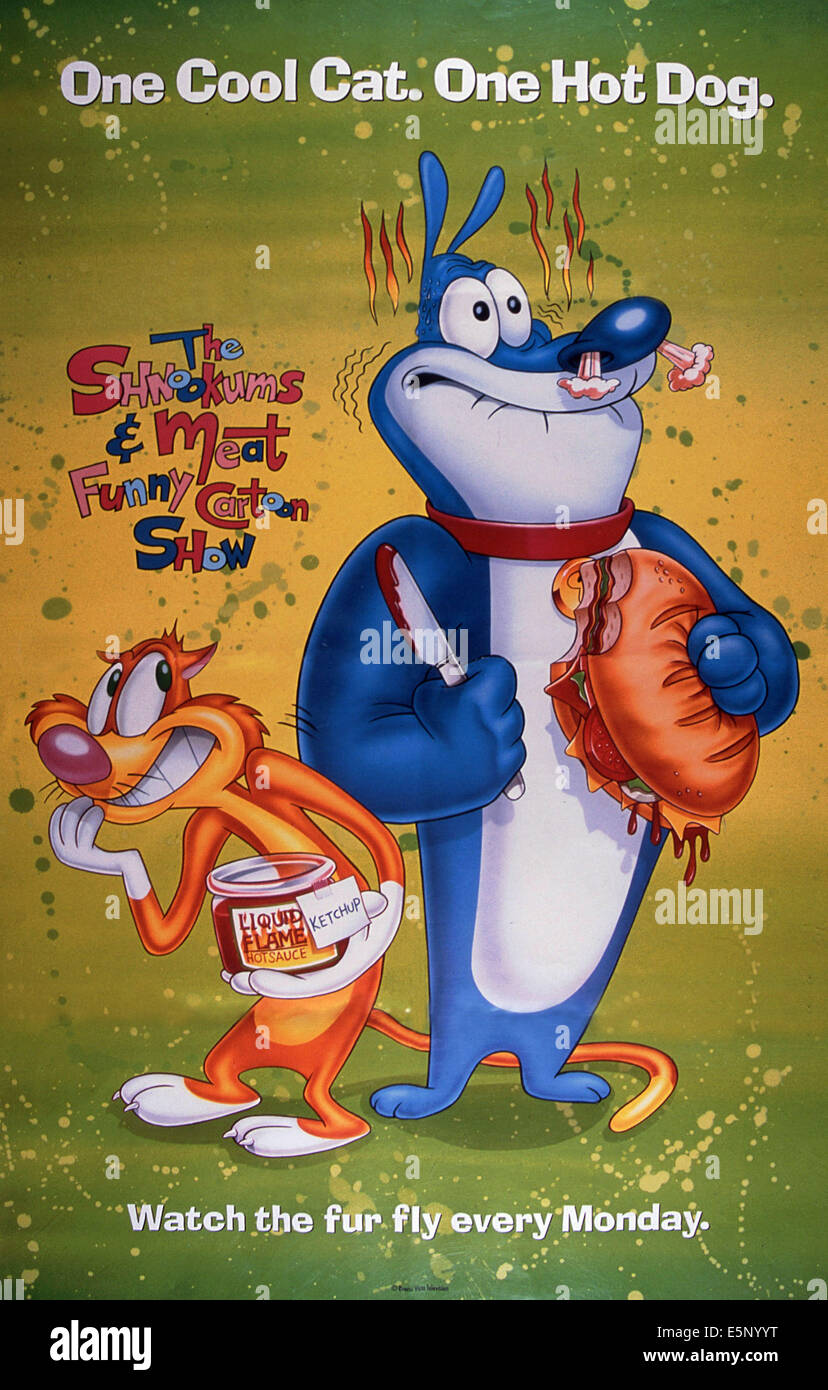 DER SHNOOKUMS & Fleisch FUNNY CARTOON SHOW, US-Plakat, von links: Shnookums die Katze, der Hund, 1995, © Buena Vista Fleisch Stockfoto