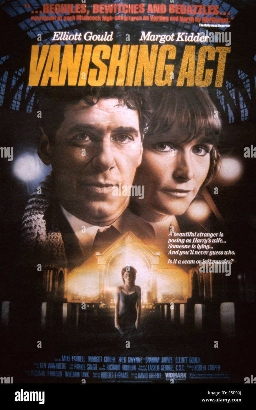 VANISHING ACT, US Plakatkunst, von links: Elliott Gould, Margot Kidder, 1986. © CBS/Courtesy Everett Collection Stockfoto